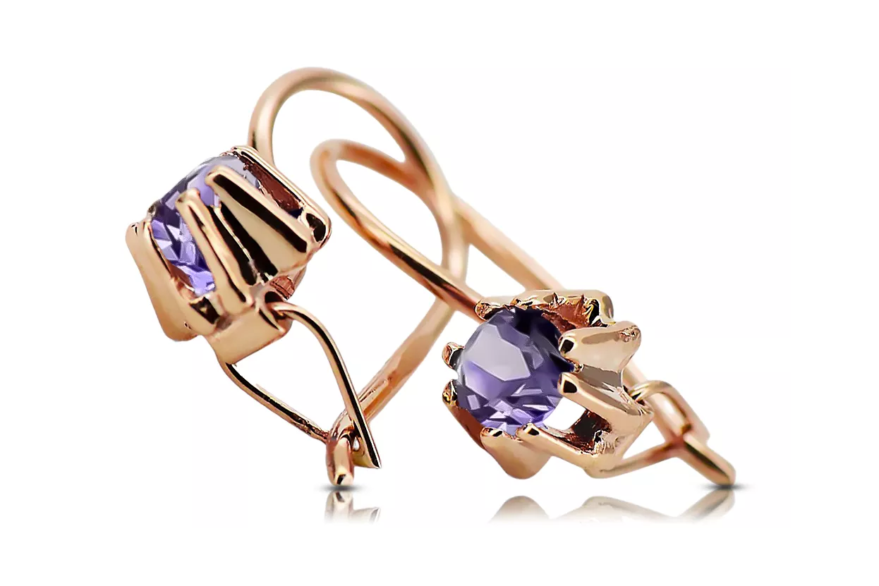 Original Vintage 14K Rose Gold Alexandrite Earrings Vintage craft vec053r Original Vintage 14K Rose Gold Alexandrite Earrings Vintage craft vec053r